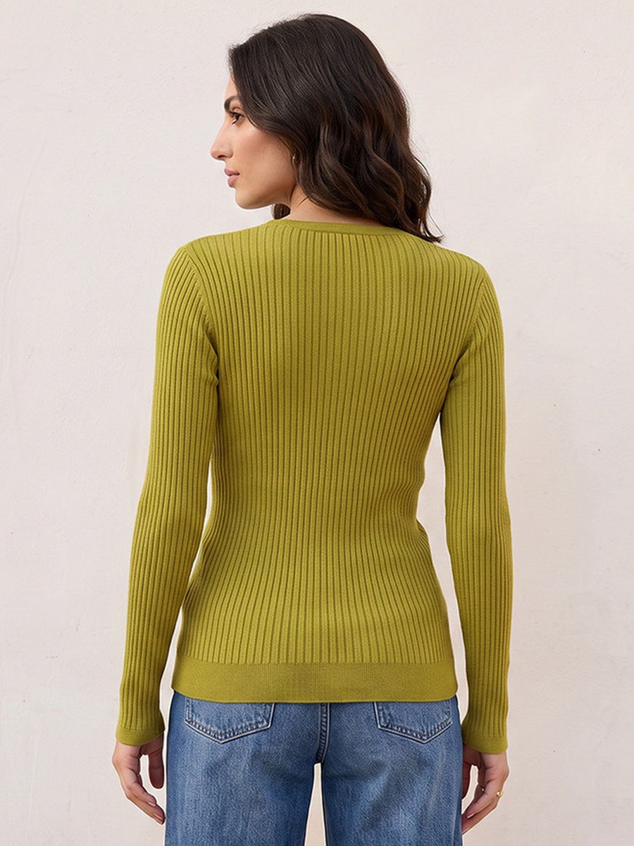 Ribbed V Neck Sweater