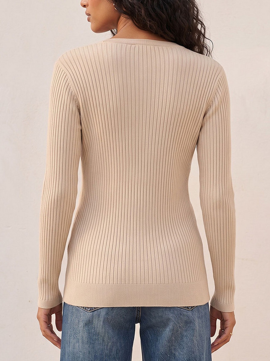 Ribbed V Neck Sweater