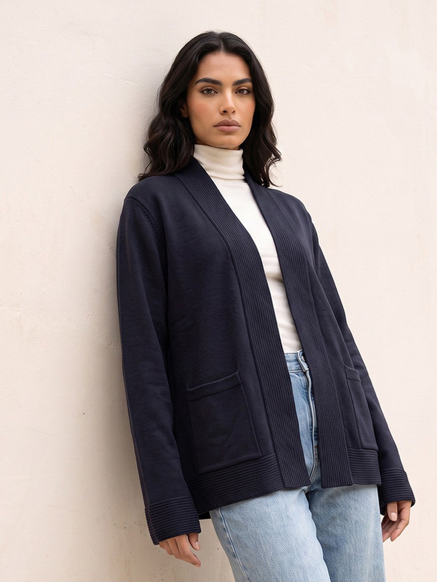 Shawl Lapel Textured Cardigan