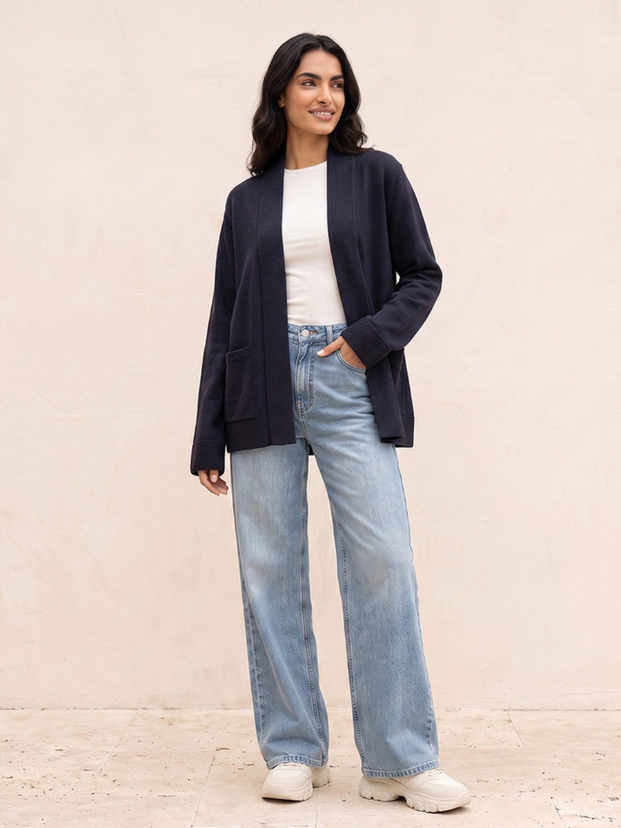 Shawl Lapel Textured Cardigan