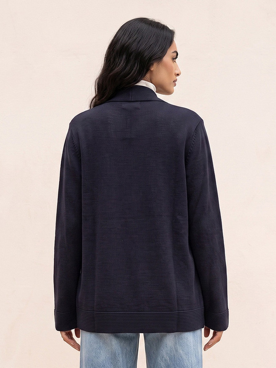 Shawl Lapel Textured Cardigan