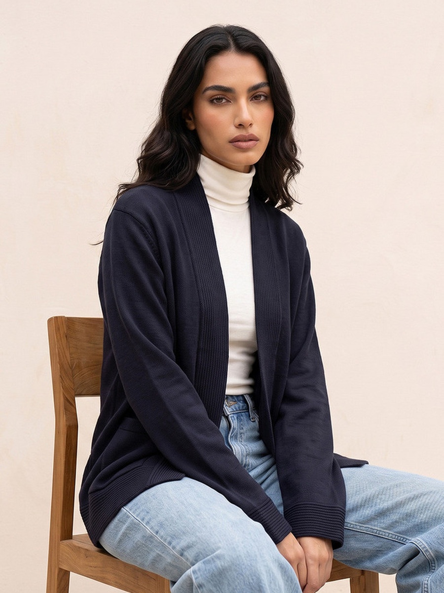 Shawl Lapel Textured Cardigan