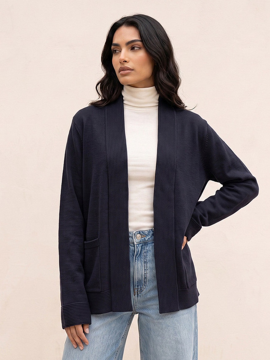 Shawl Lapel Textured Cardigan