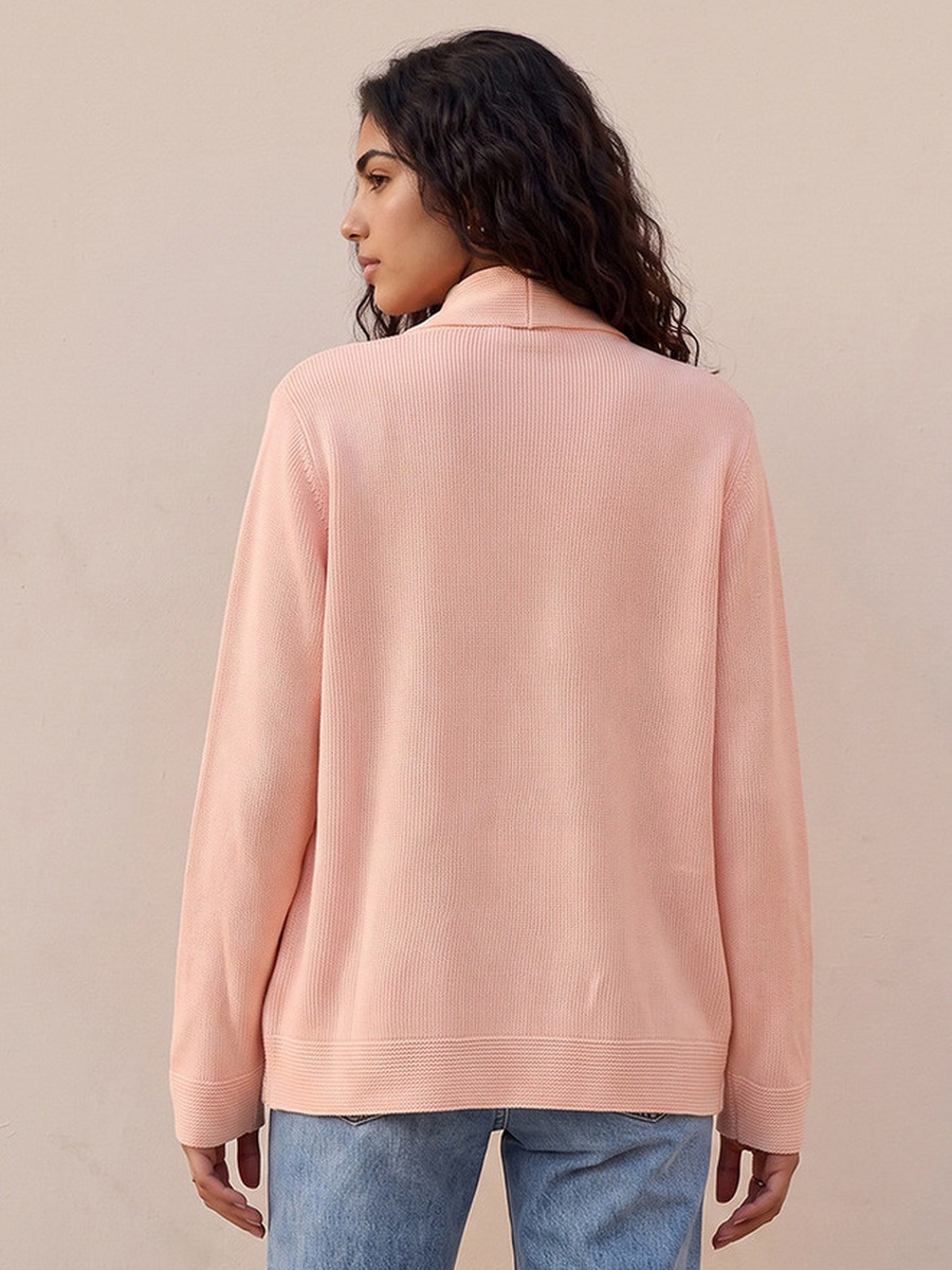 Shawl Lapel Textured Cardigan