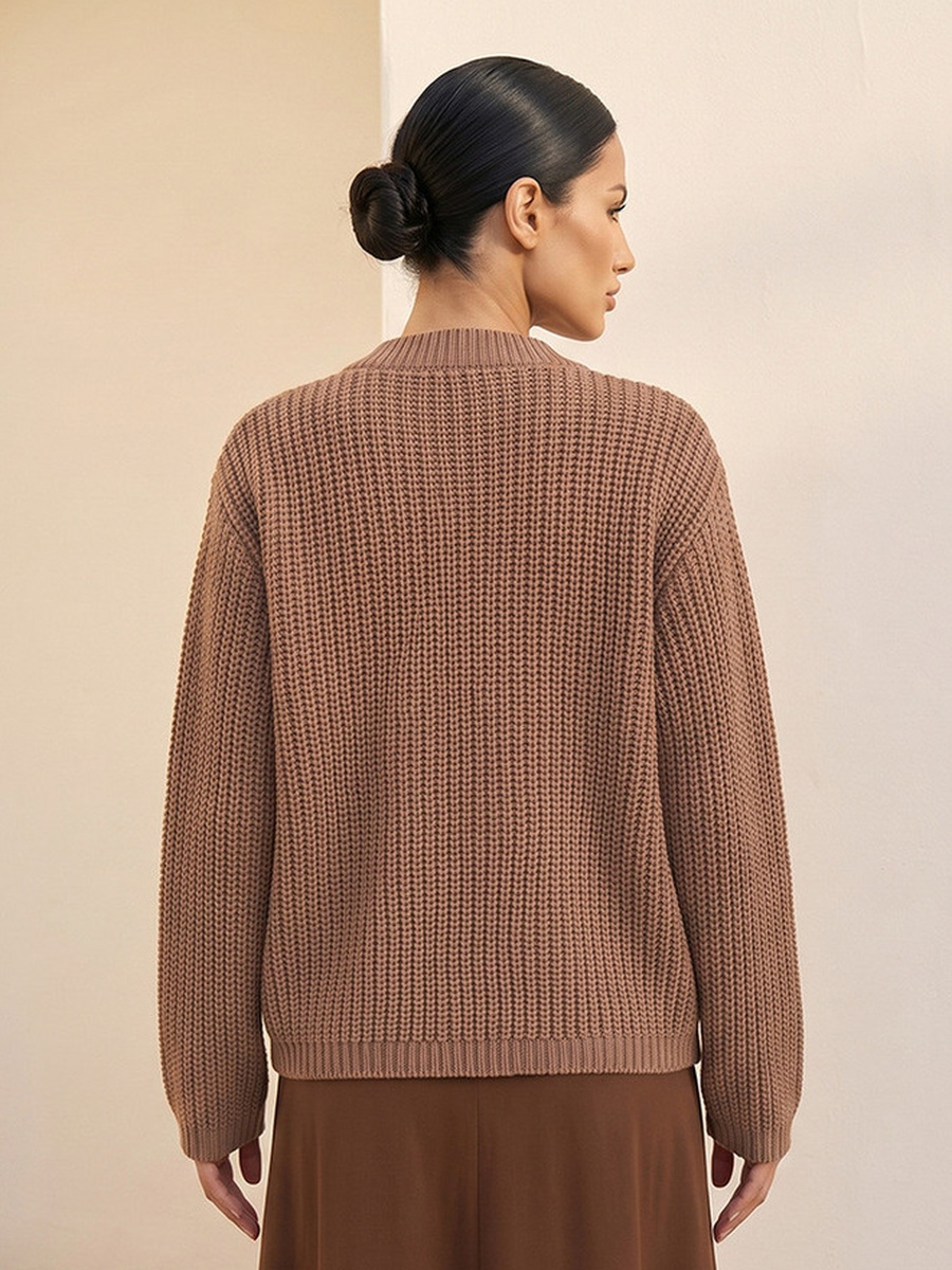 Crew Neck Textured Cardigan