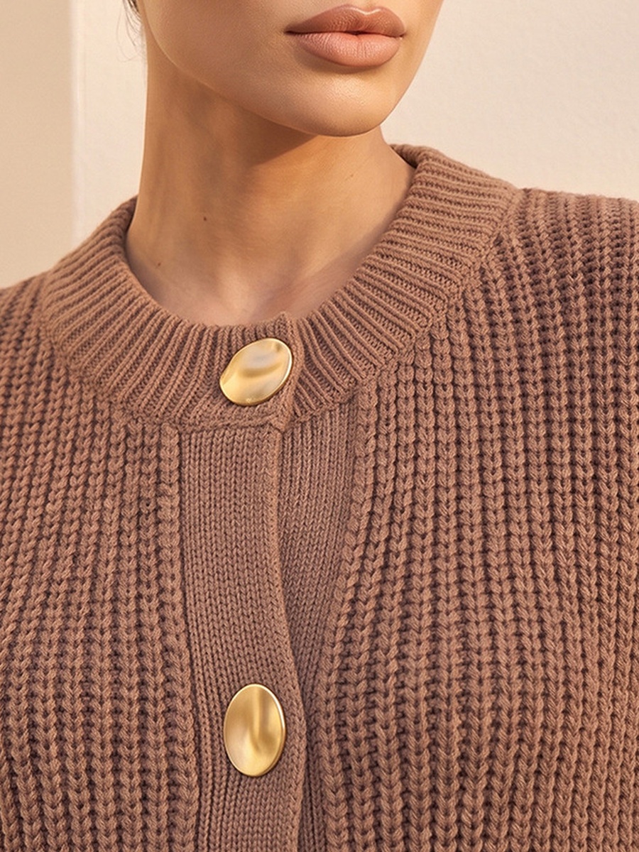 Crew Neck Textured Cardigan