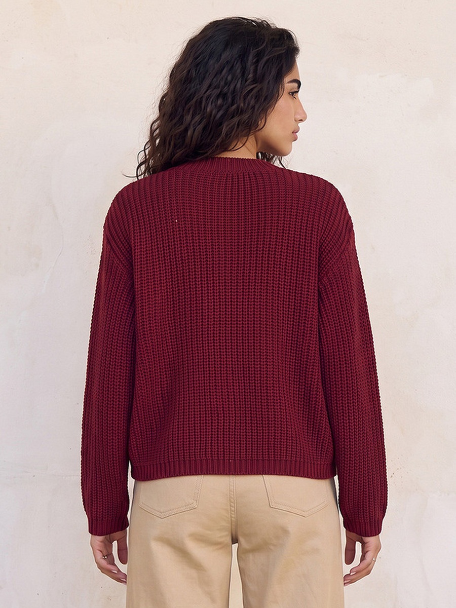 Crew Neck Textured Cardigan