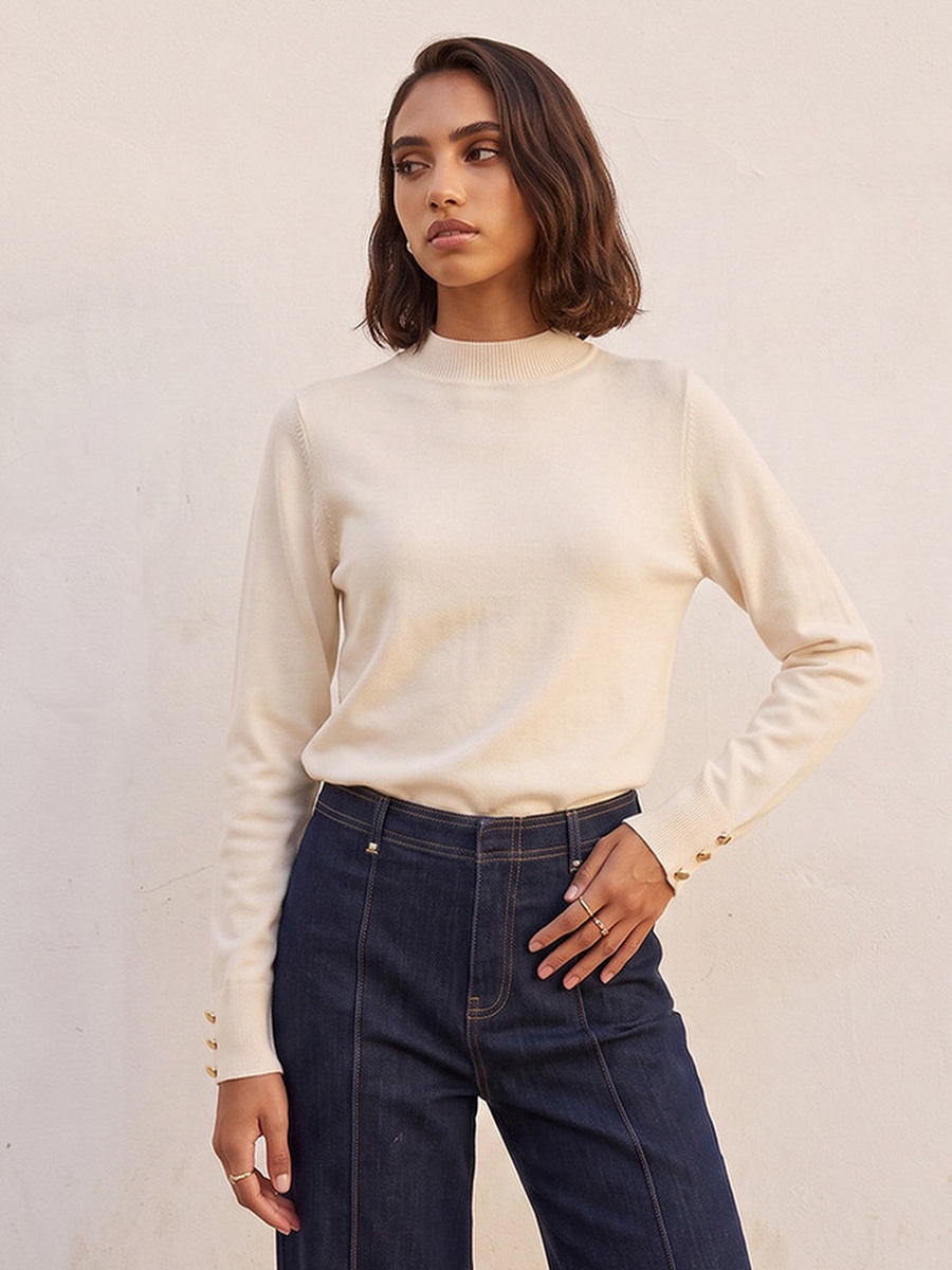 High Neck Textured Sweater