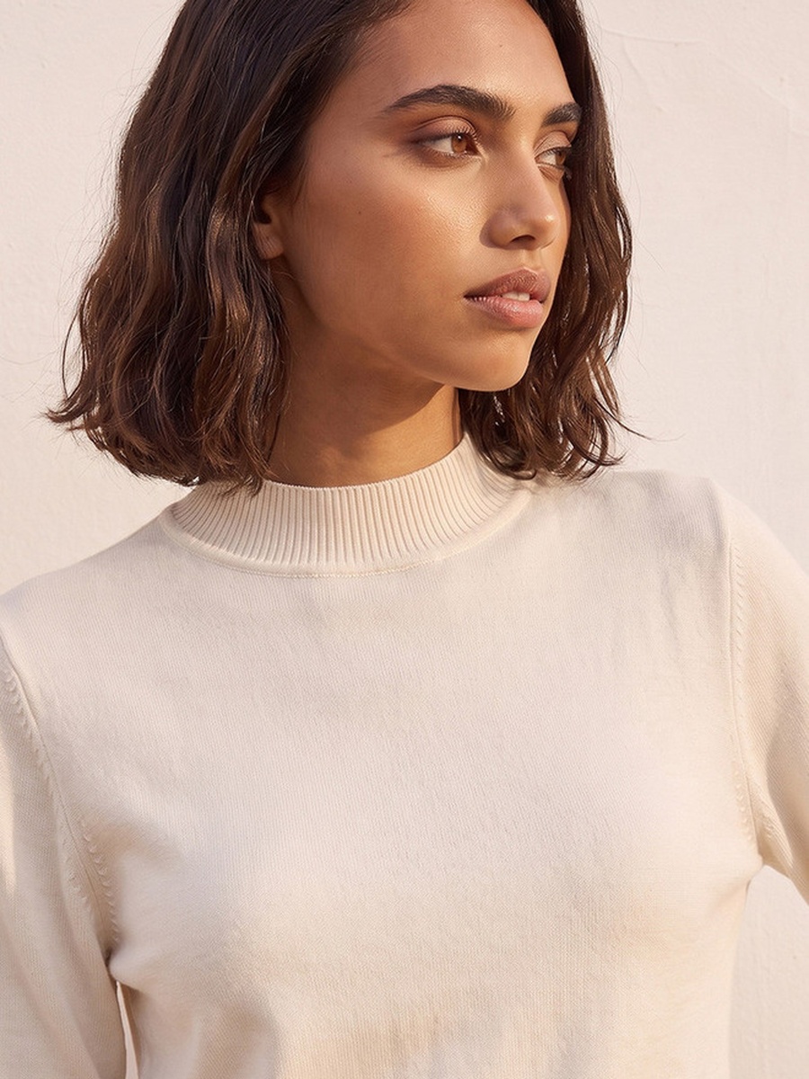 High Neck Textured Sweater