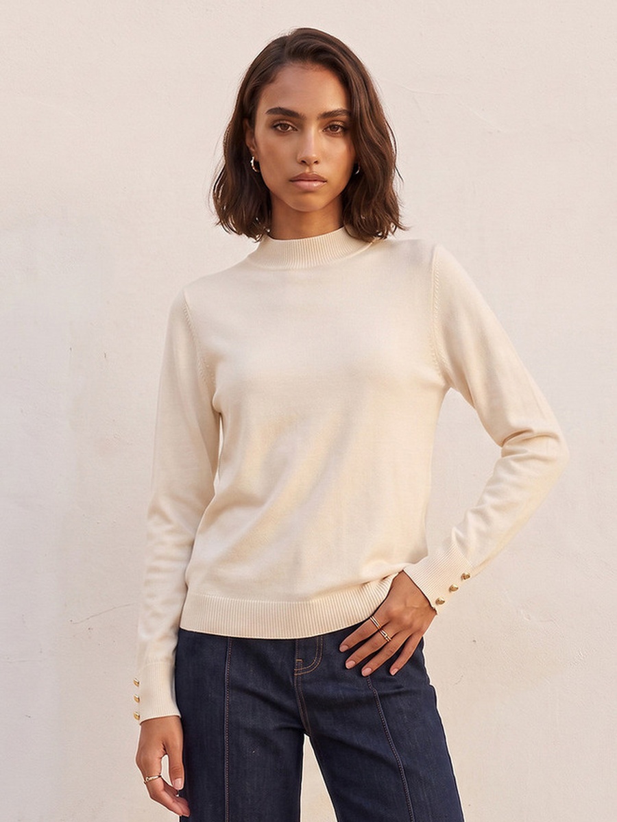 High Neck Textured Sweater