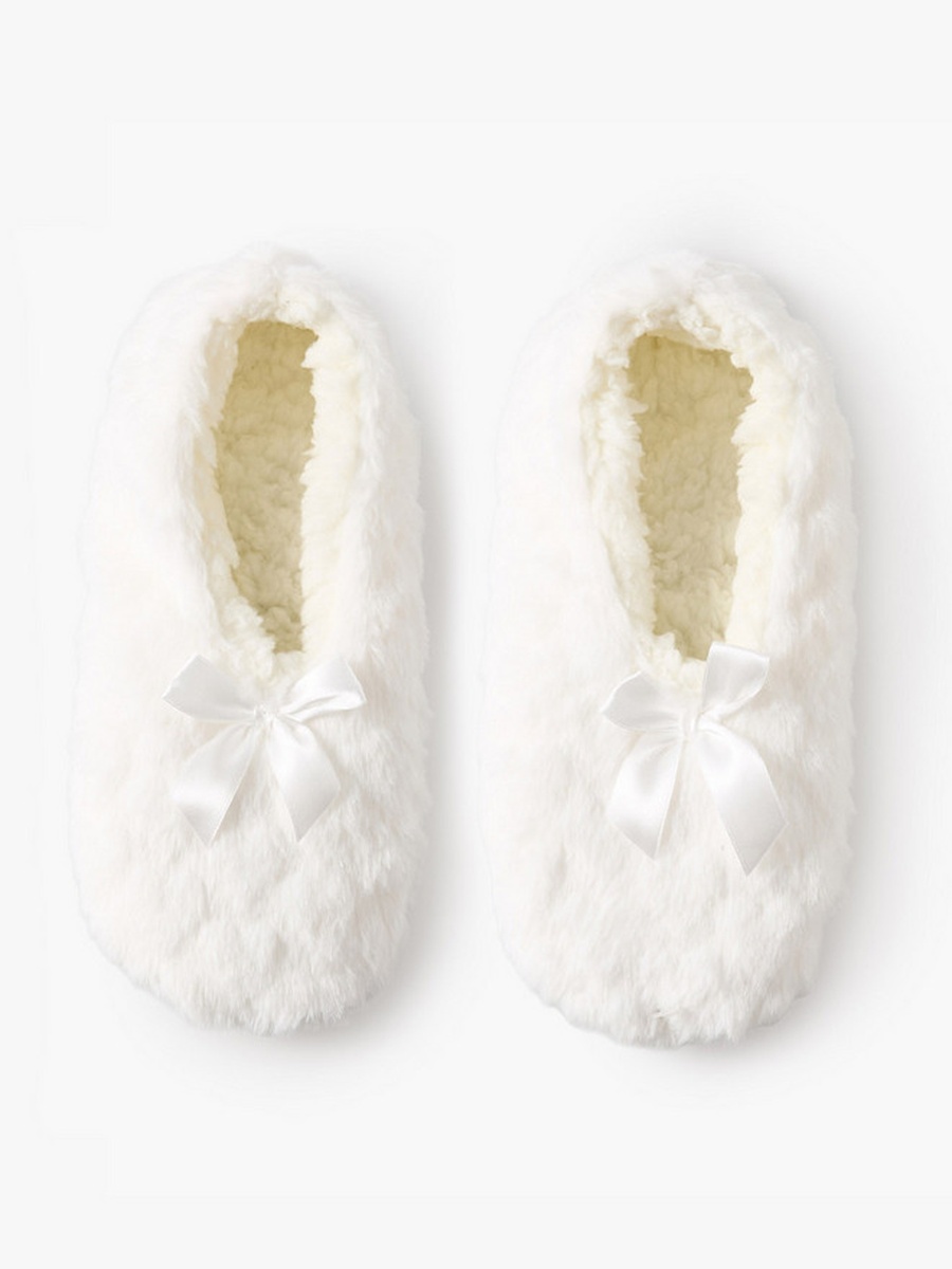Textured Bow Detail Slipper Socks