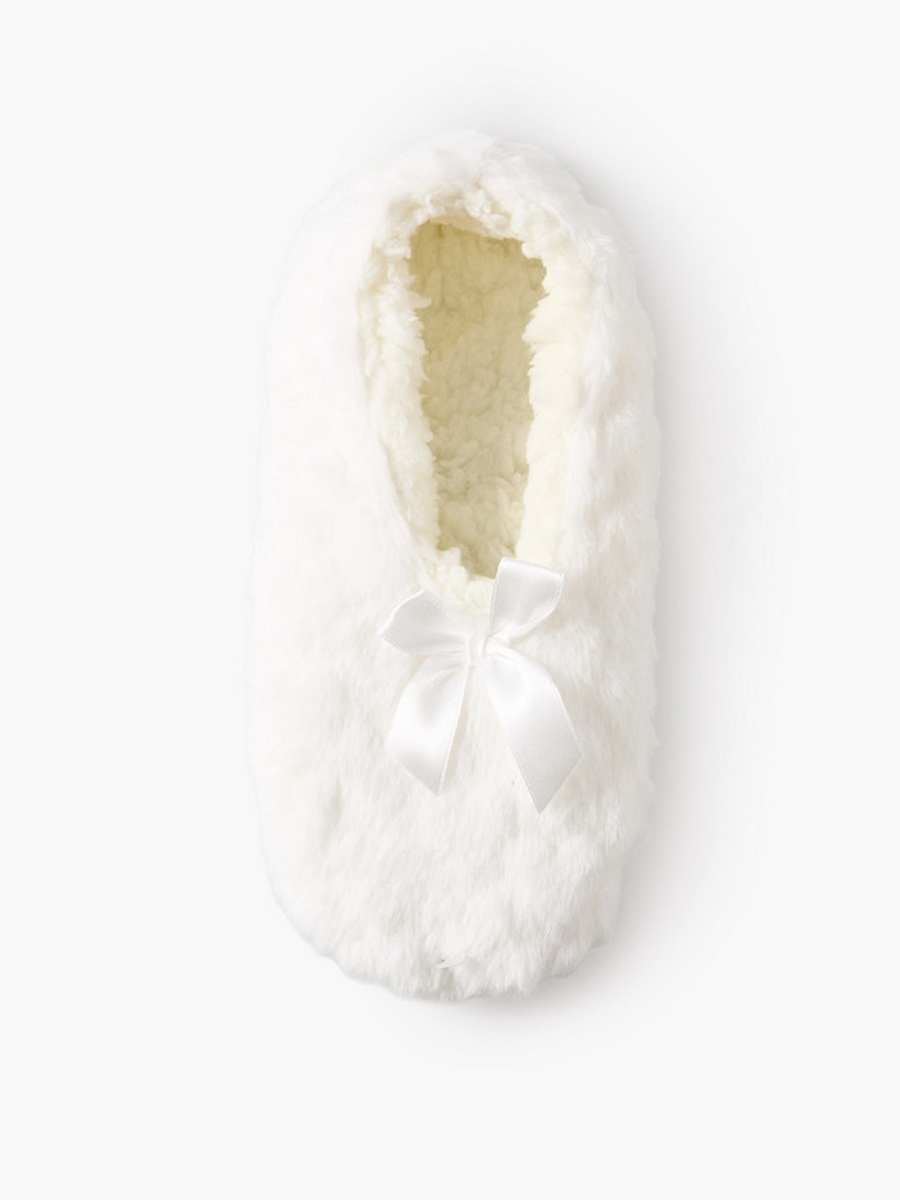 Textured Bow Detail Slipper Socks