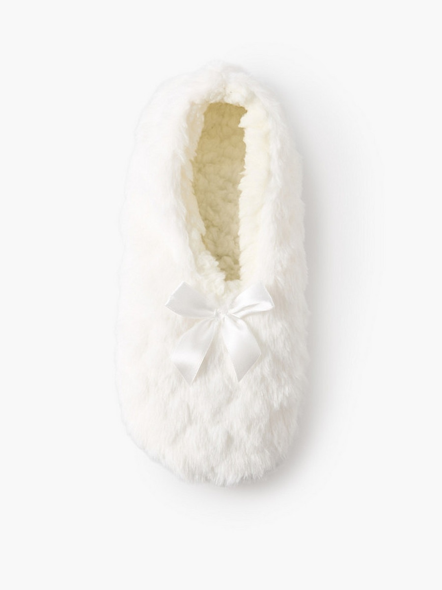 Textured Bow Detail Slipper Socks