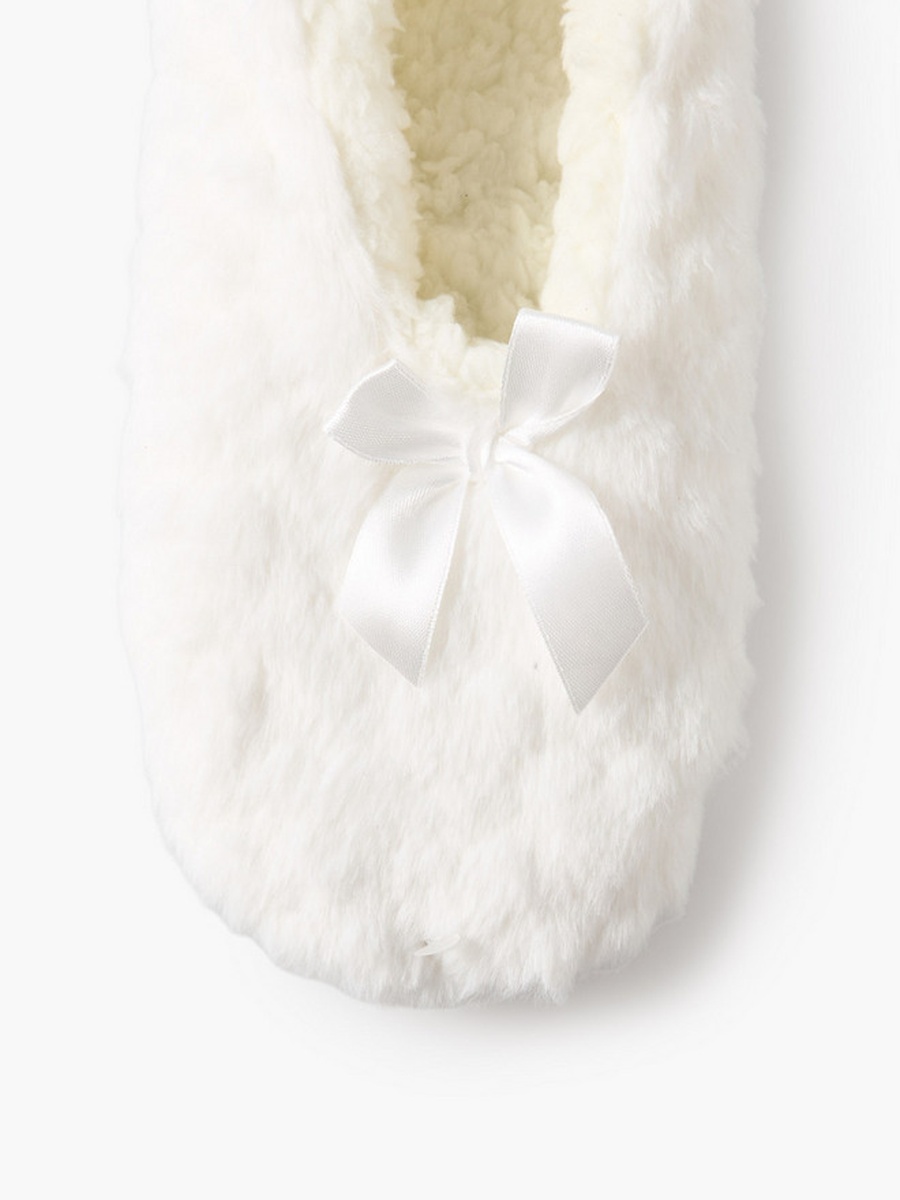 Textured Bow Detail Slipper Socks