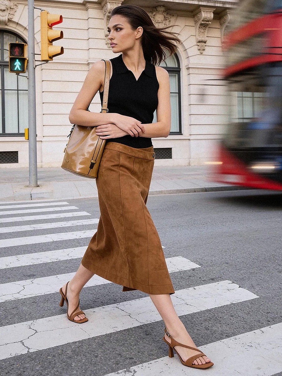 Wrap Skirt with Button Closure