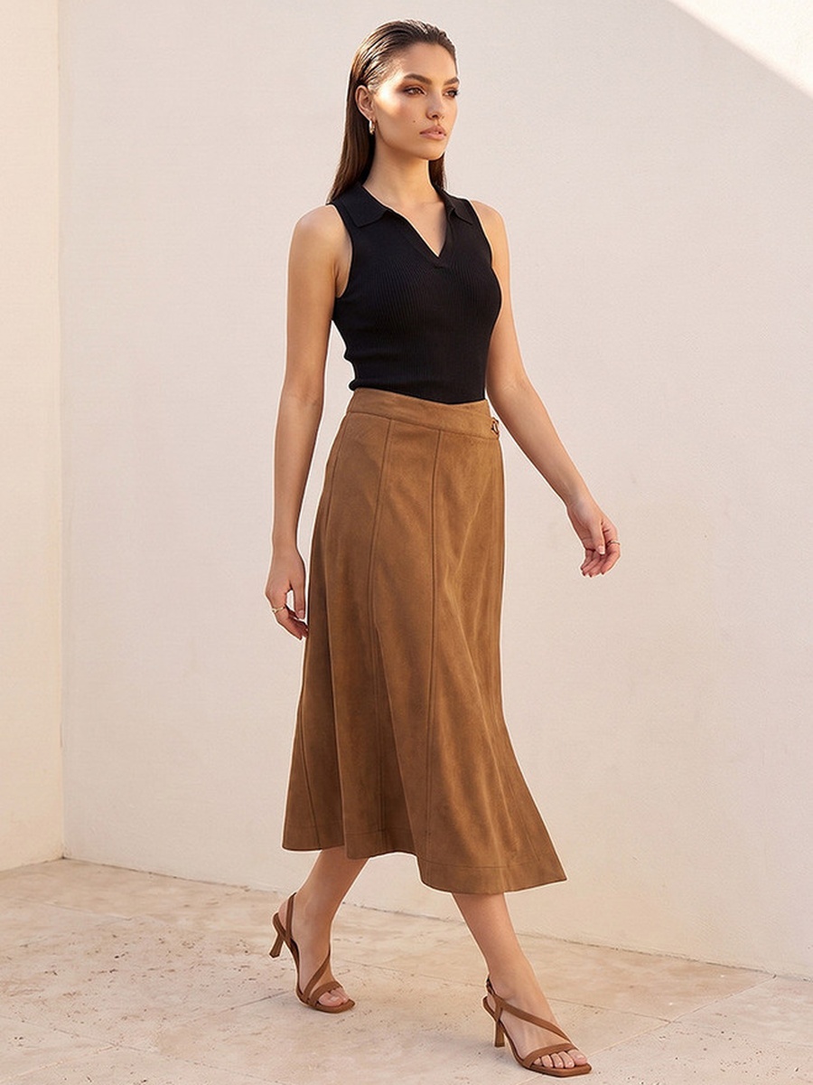 Wrap Skirt with Button Closure