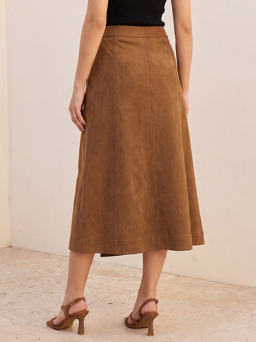 Wrap Skirt with Button Closure