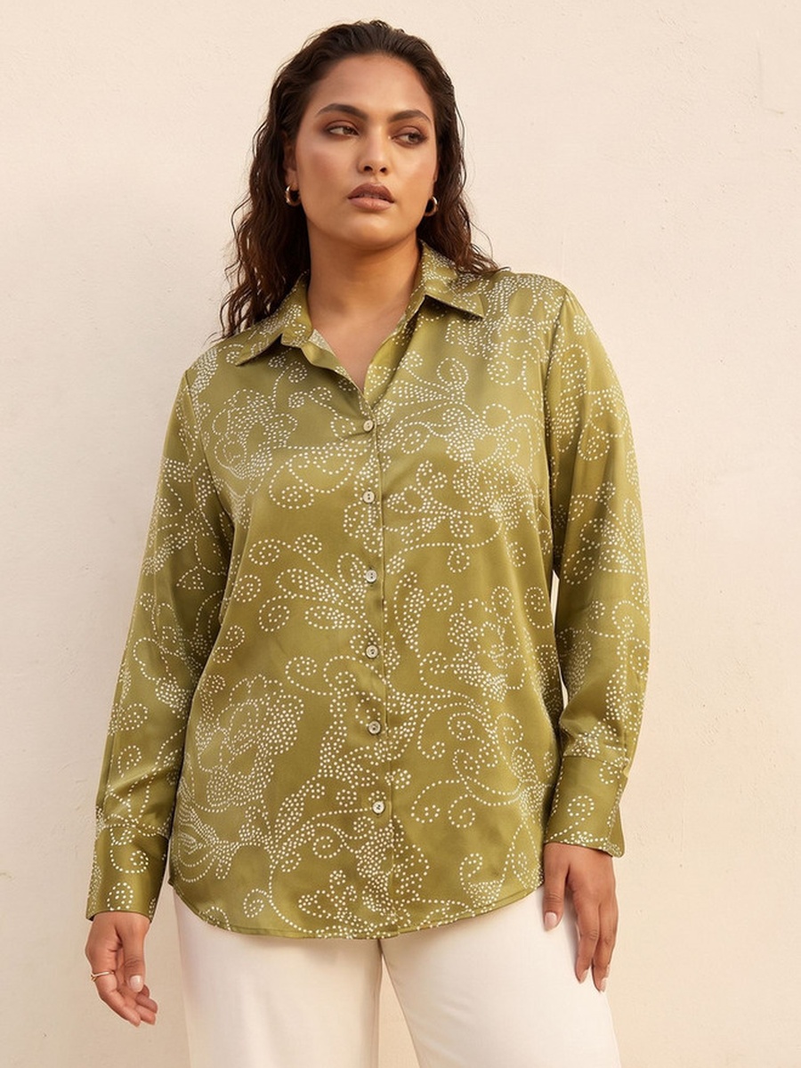 Relaxed Fit Printed Satin Shirt