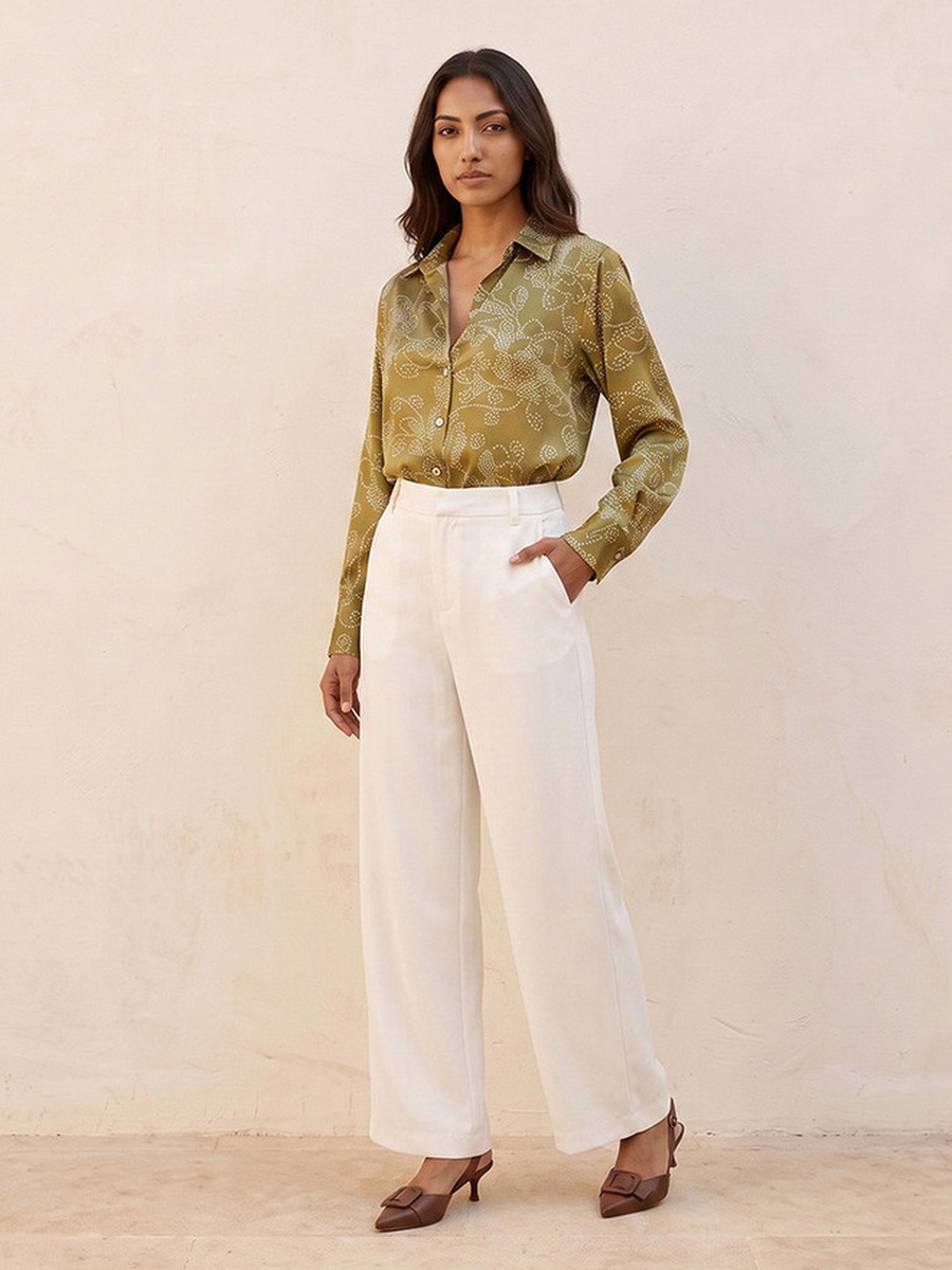 Relaxed Fit Printed Satin Shirt