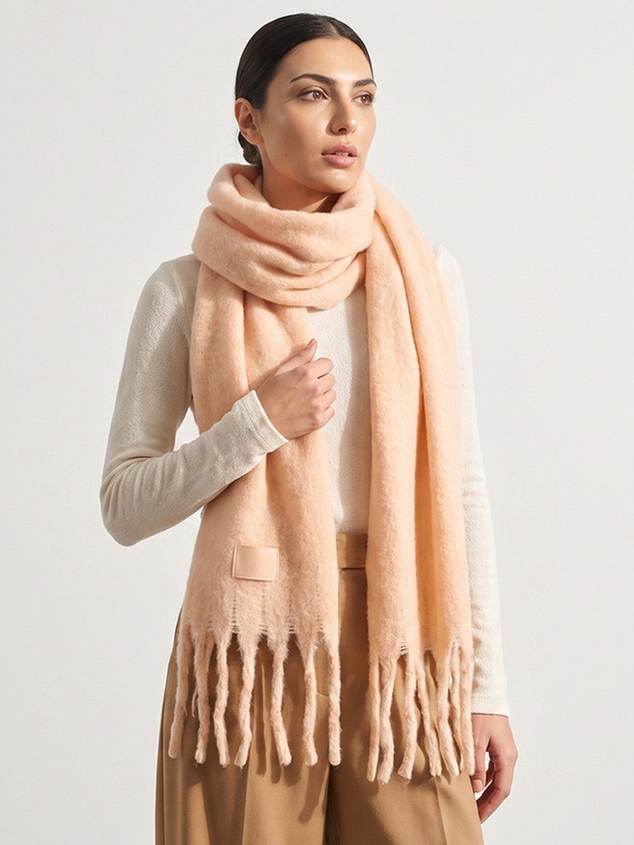 Cream Fringed Scarf