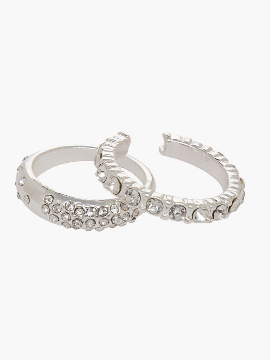 Set of 3 - Embellished Silver Tone Ring
