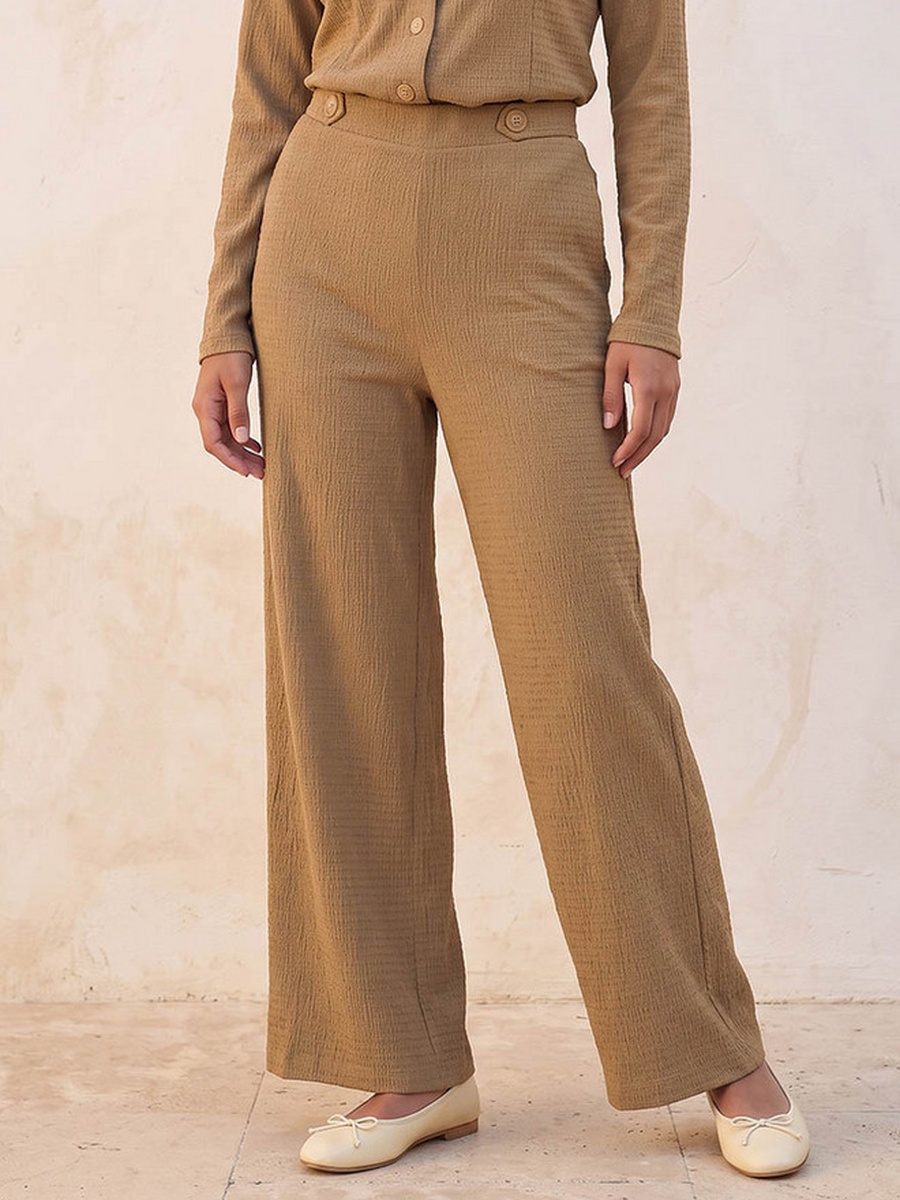 Elastic Waist Textured Pants