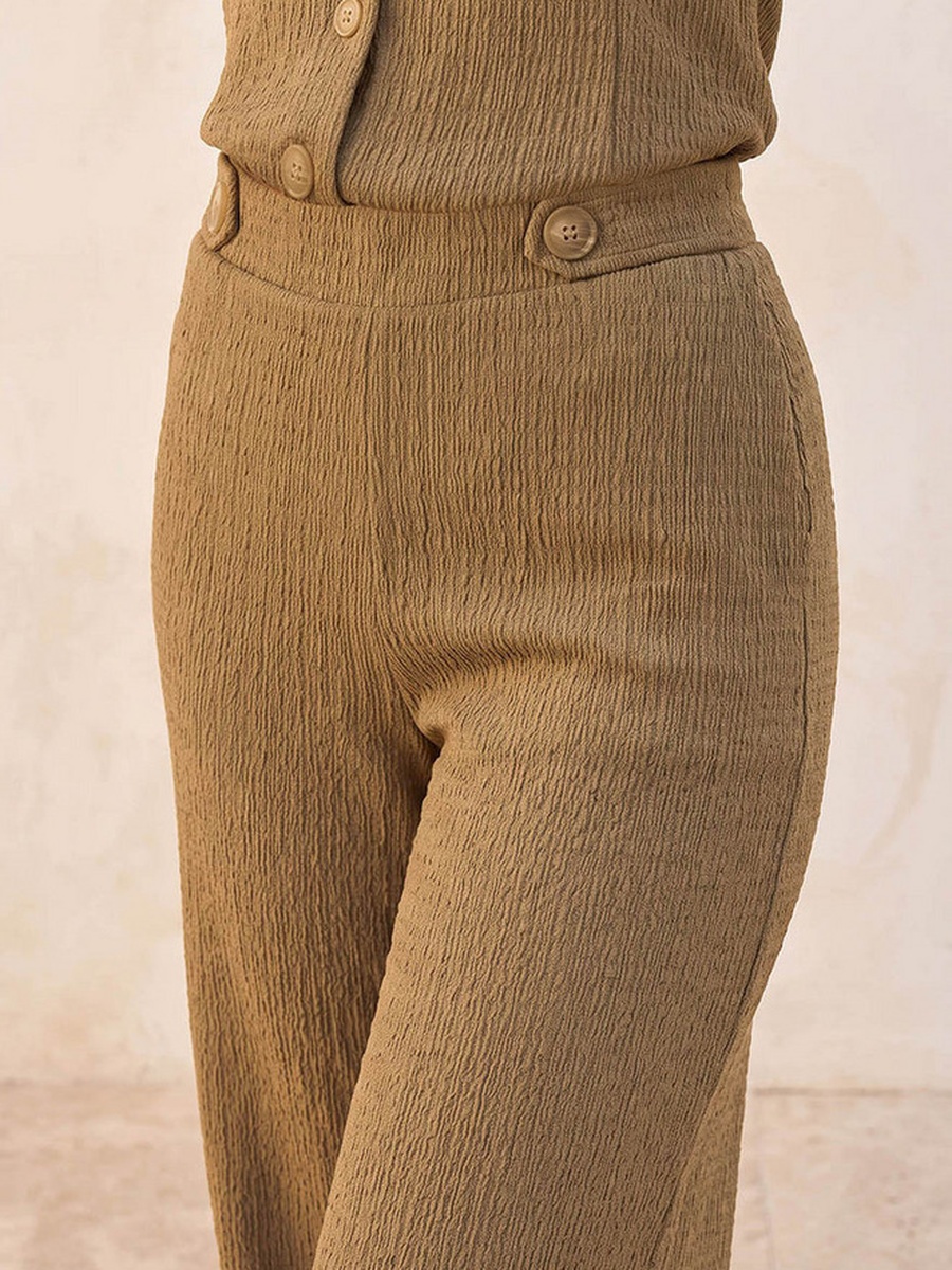 Elastic Waist Textured Pants