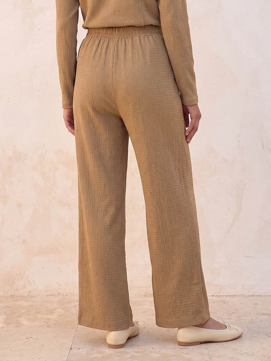 Elastic Waist Textured Pants
