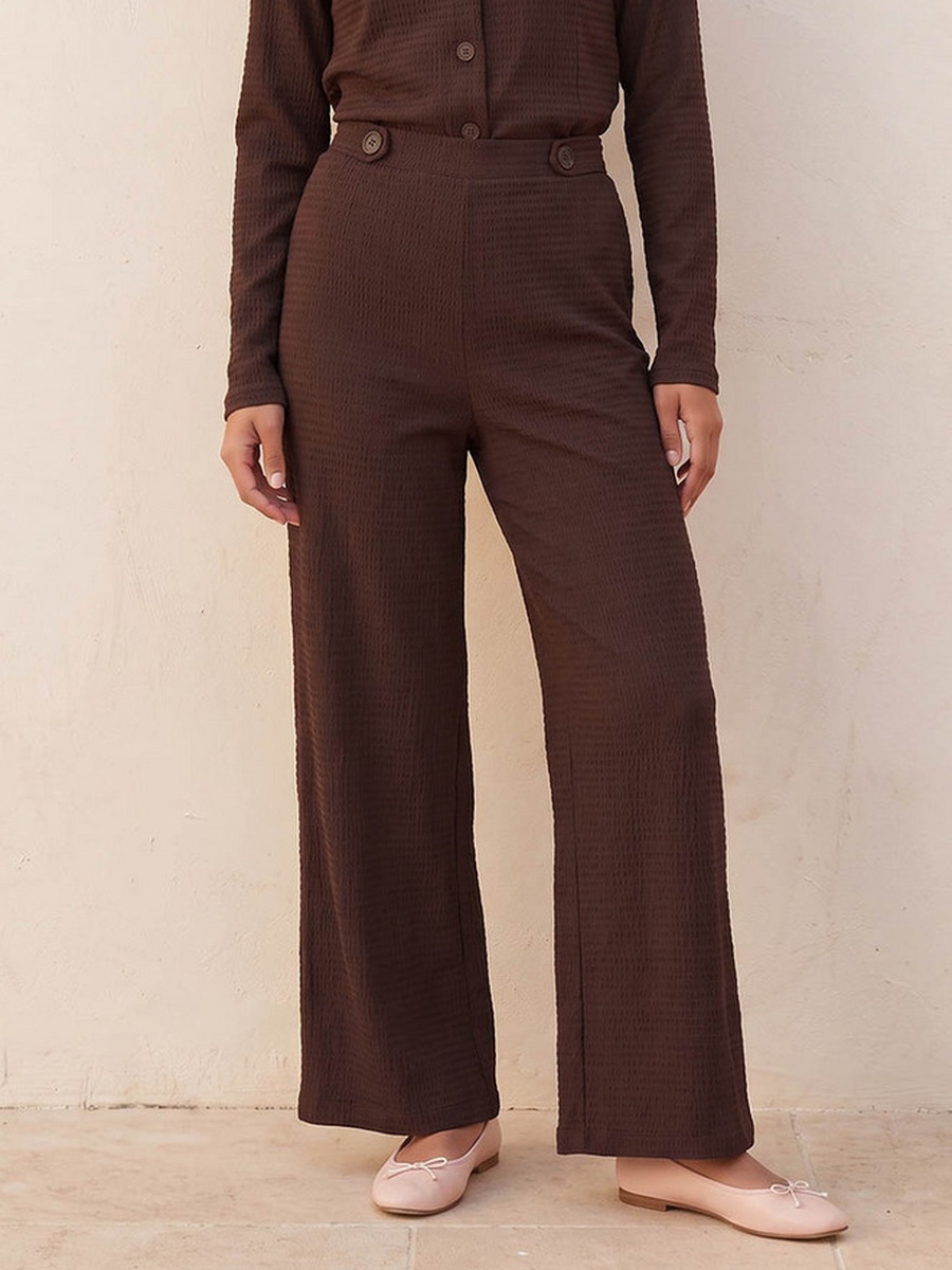 Elastic Waist Textured Pants