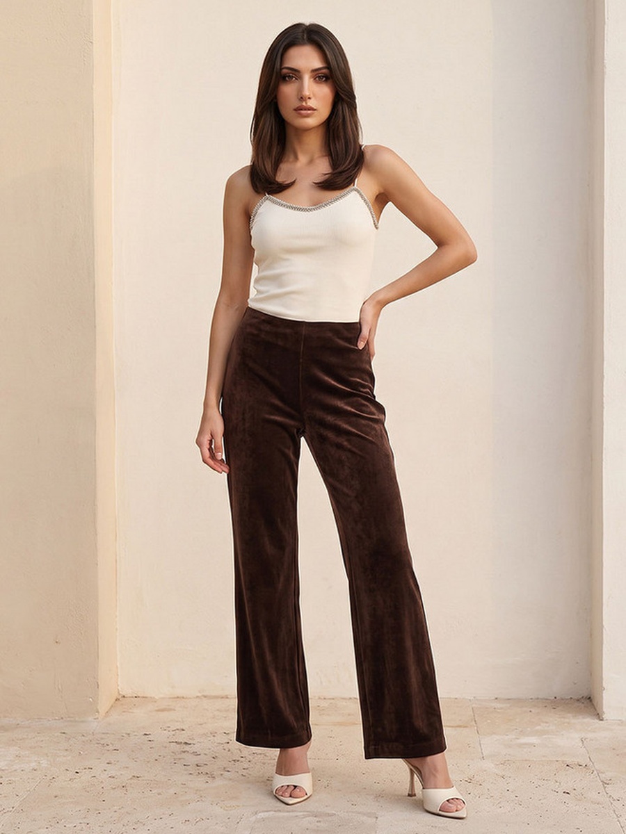 Regular Fit Velour Trousers