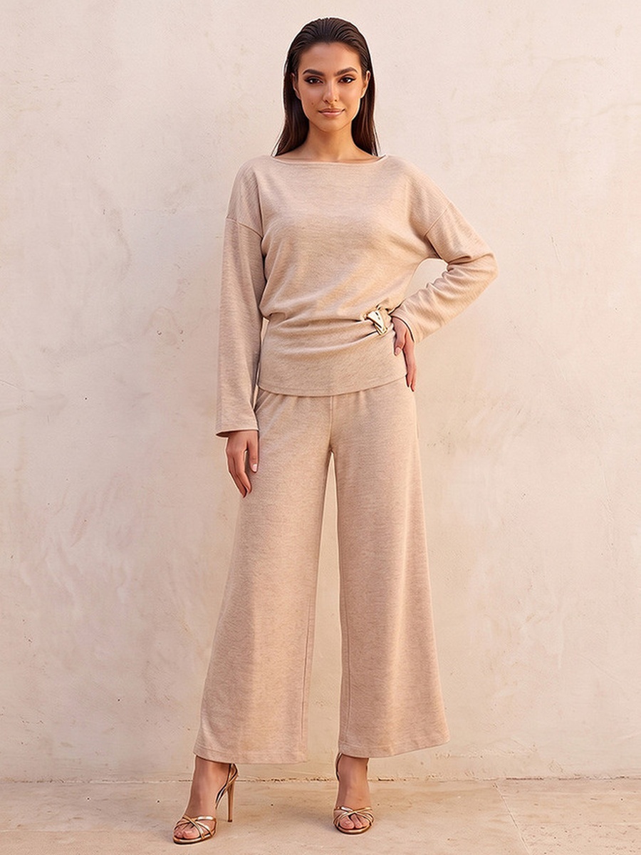Wide Leg Elastic Waist Textured Pants