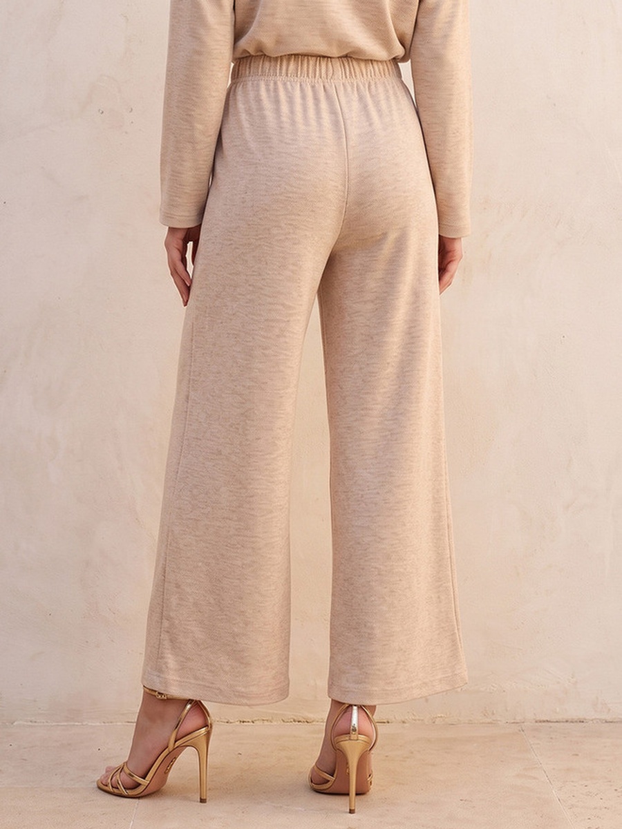 Wide Leg Elastic Waist Textured Pants