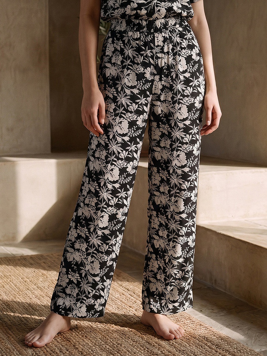 Pyjama Set with Button-Down Shirt and Trousers Rayon