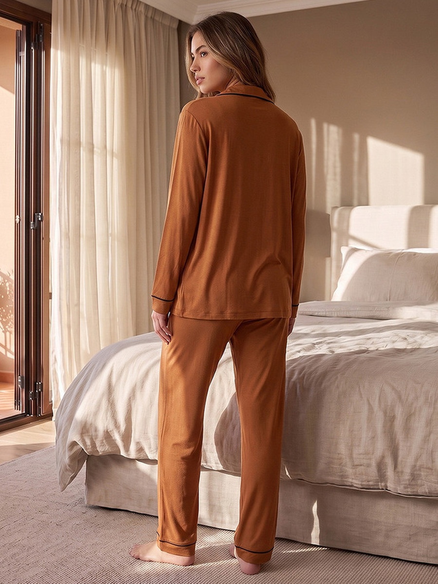 Pyjama Set with Button-Down Shirt and Trousers