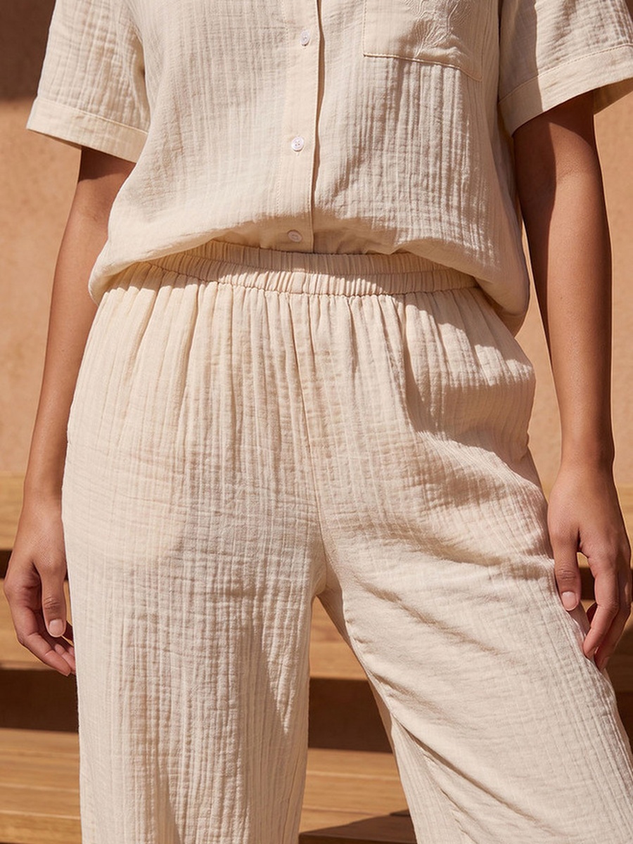Viscose Textured Shirt and Pyjama Set