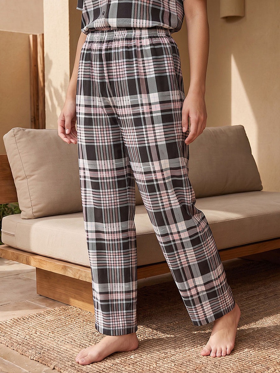 Pyjama Set with Button Down Shirt and Trousers Viscose