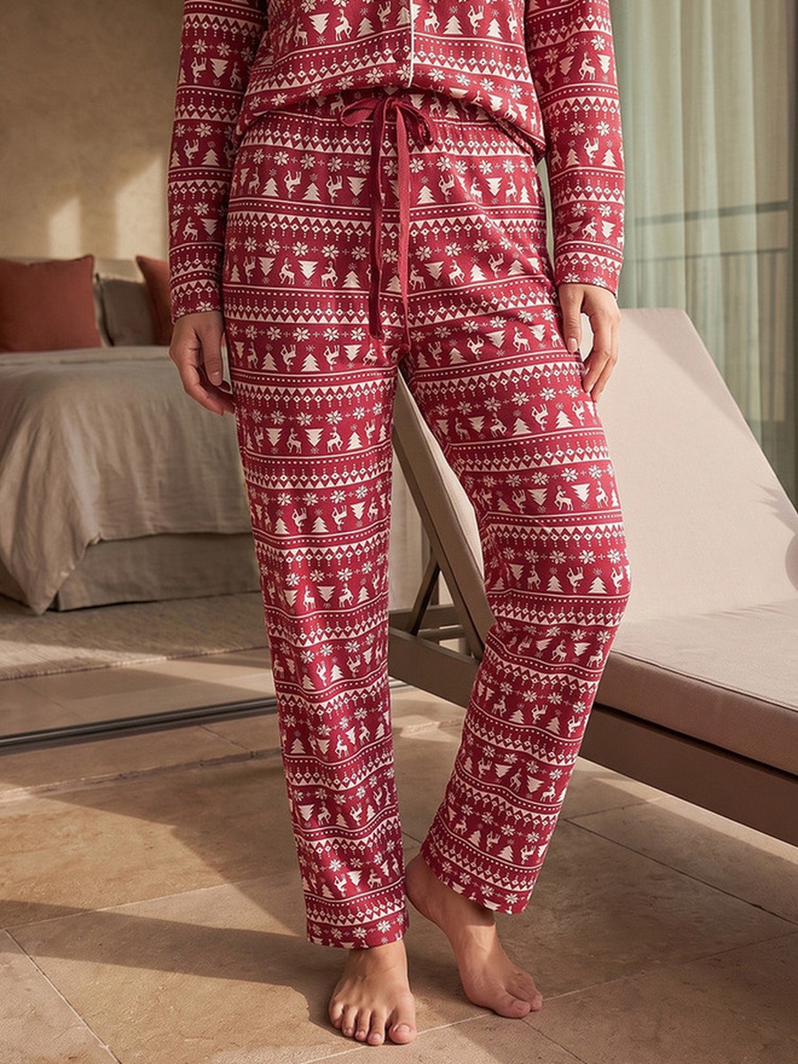 Cotton Printed Button-Down Shirt and Pyjama Set