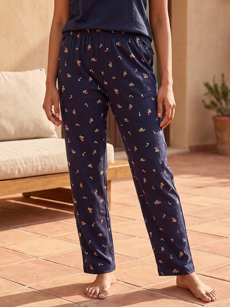 Pyjama Set with V Neck Cotton T-Shirt and Trousers