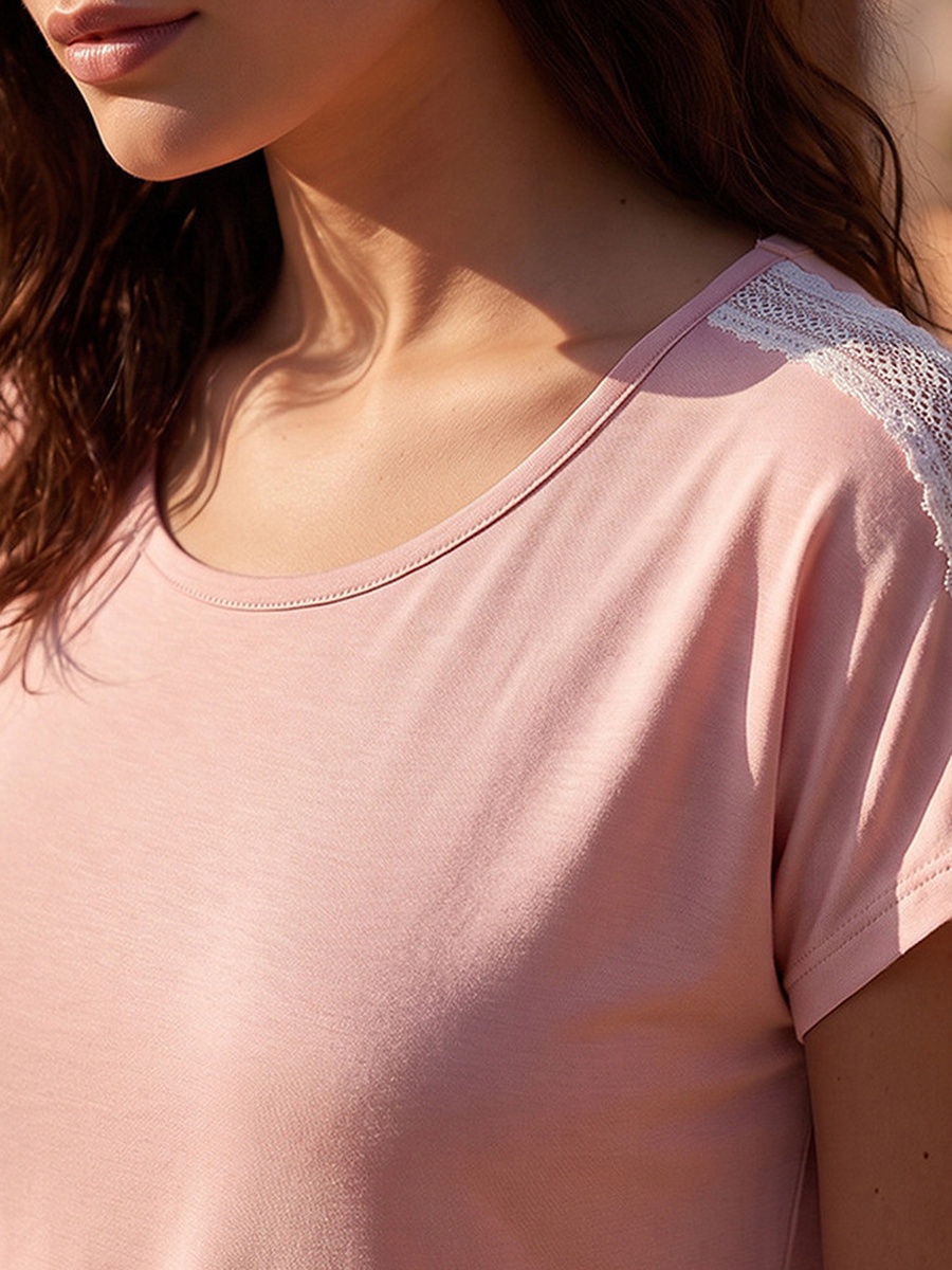 Pyjama Set with Lace Trim T-Shirt and Trousers