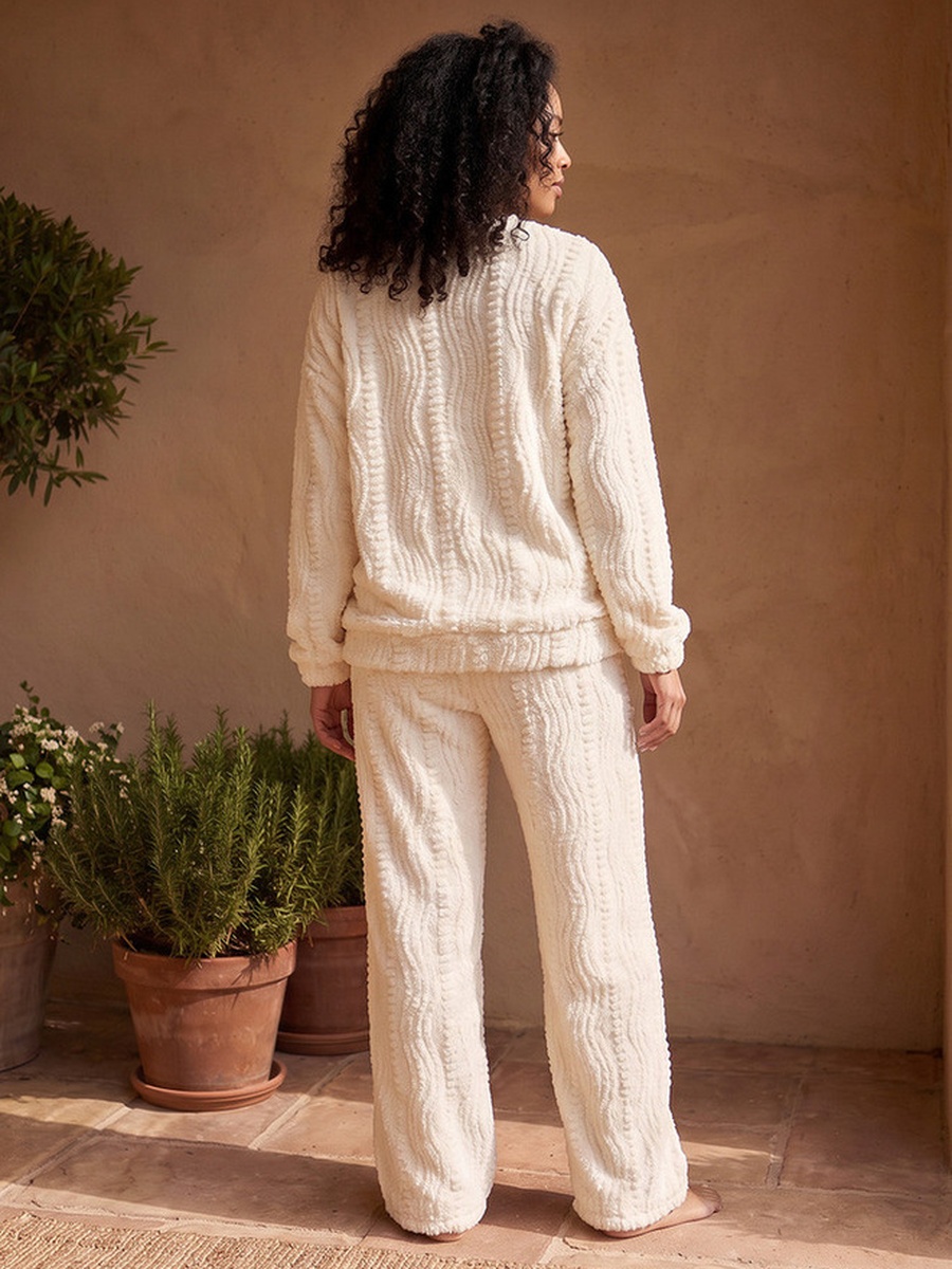 Pyjama Set with Textured Top and Trousers