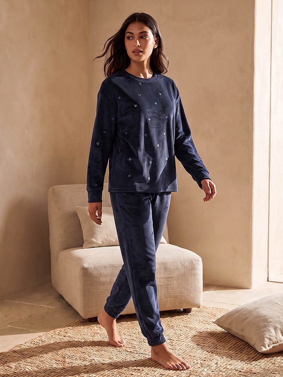 Pyjama Set with Jacquard Top and Trousers