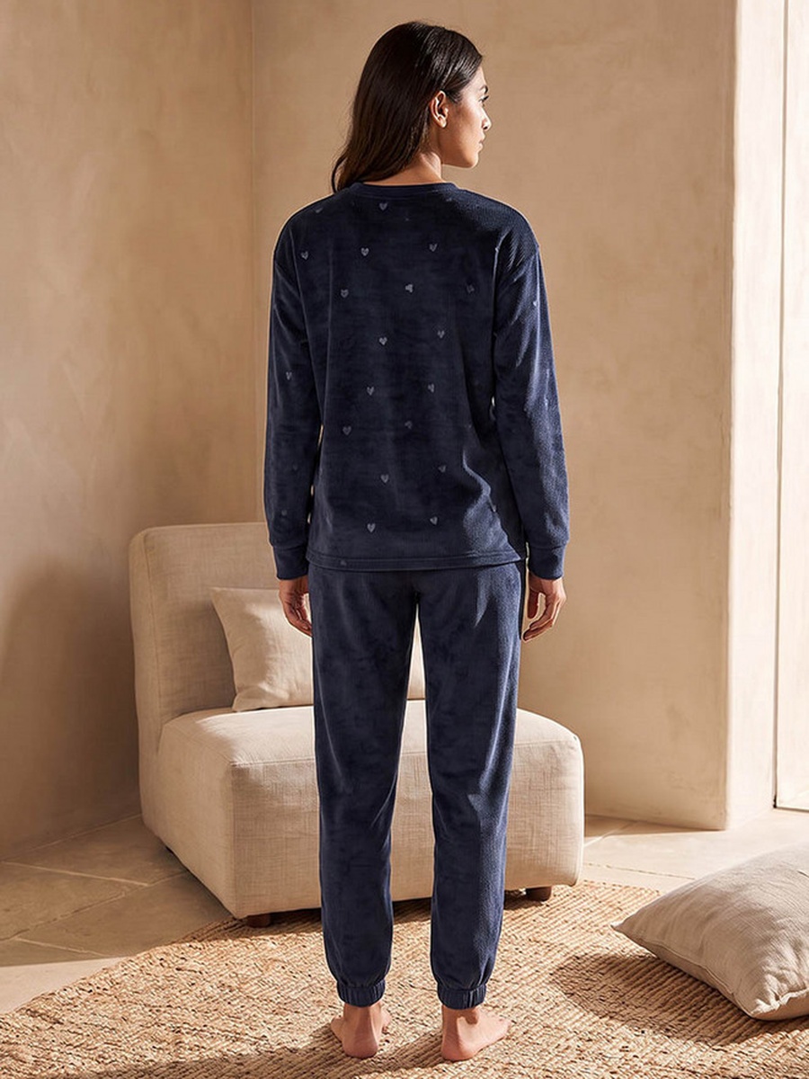 Pyjama Set with Jacquard Top and Trousers