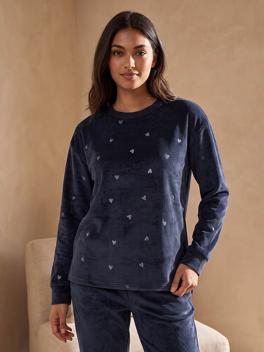 Pyjama Set with Jacquard Top and Trousers