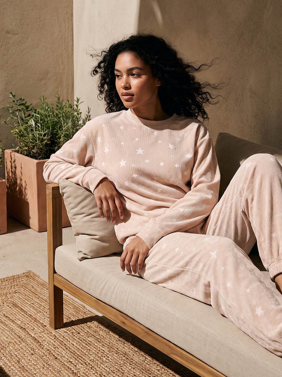 Pyjama Set with Jacquard Top and Trousers