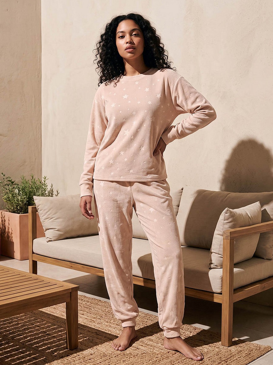 Pyjama Set with Jacquard Top and Trousers