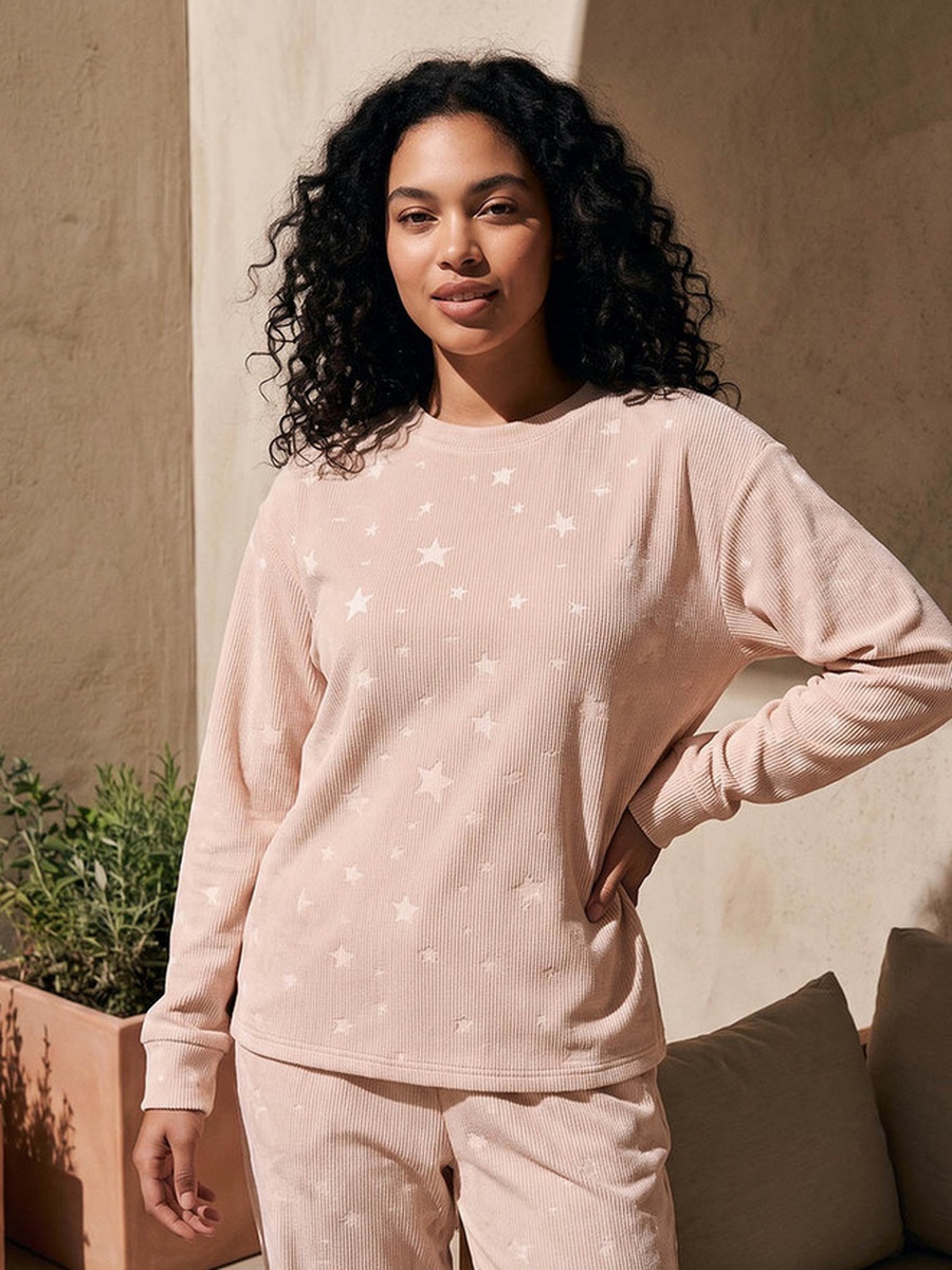 Pyjama Set with Jacquard Top and Trousers