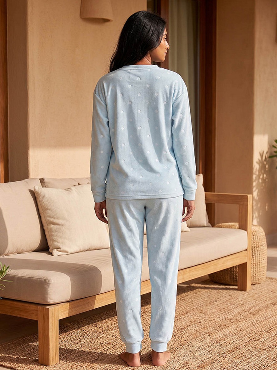 Pyjama Set with Jacquard Top and Trousers
