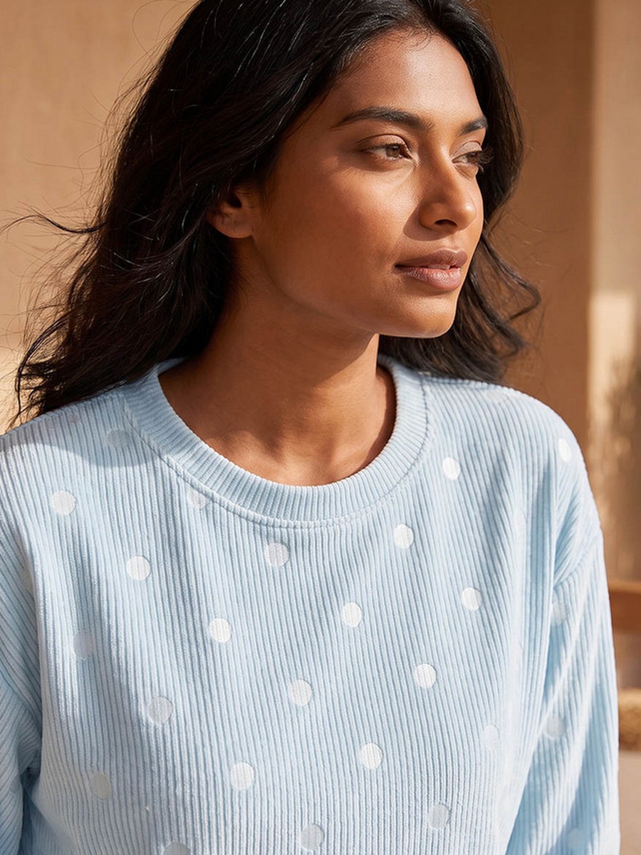 Pyjama Set with Jacquard Top and Trousers
