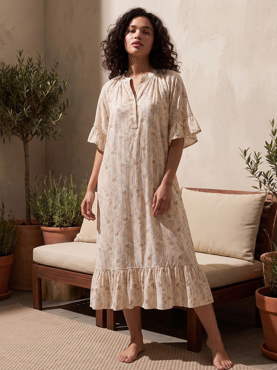 Viscose Floral Printed Night Dress