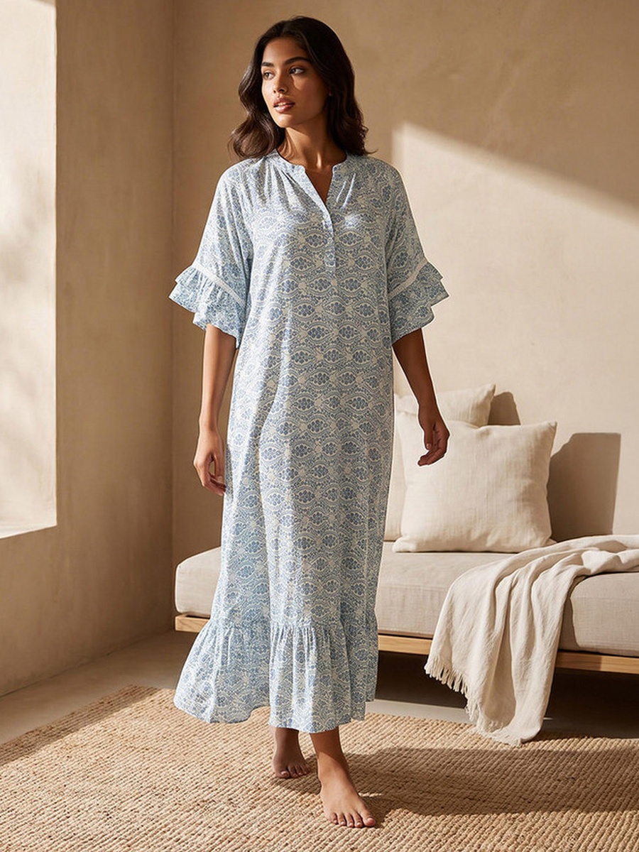 Viscose Floral Print Night Gown